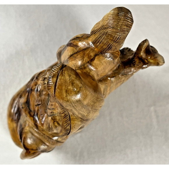 Hand Carved Vtg 1992 Olive Wood Holy Family Baby Jesus Mary Joseph Donkey SIGNED - Picture 6 of 11